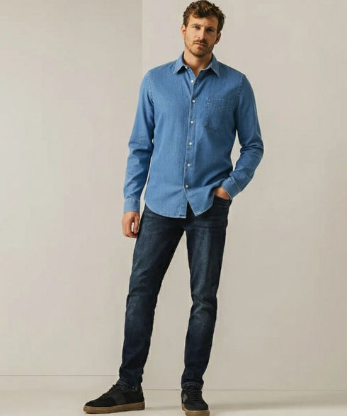 Chemise en jeans regular délavage clair